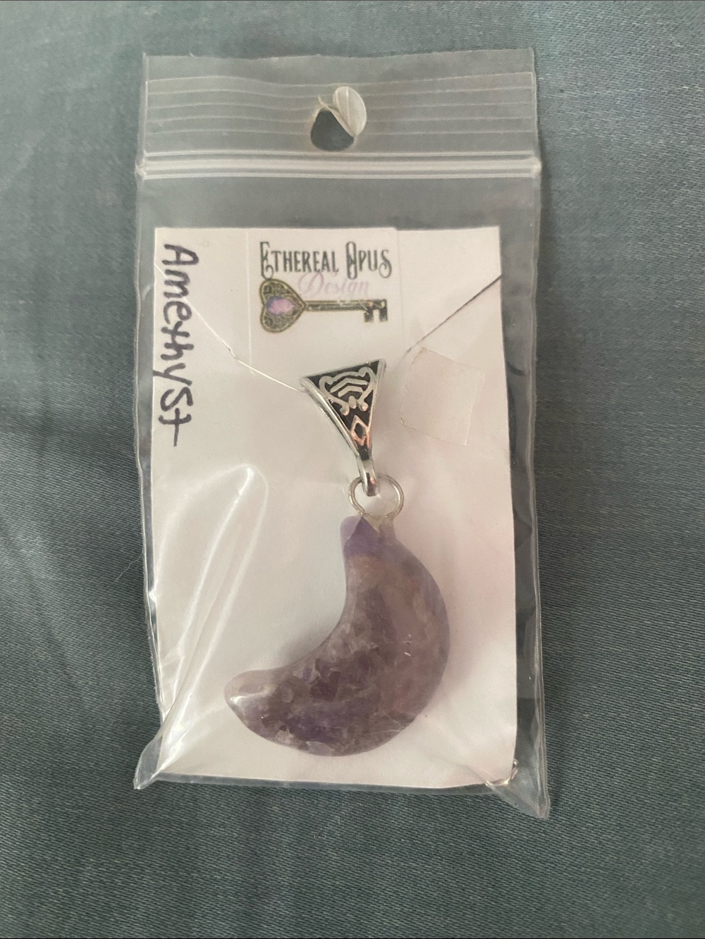 Amethyst Crescent Moon Necklace - Purple